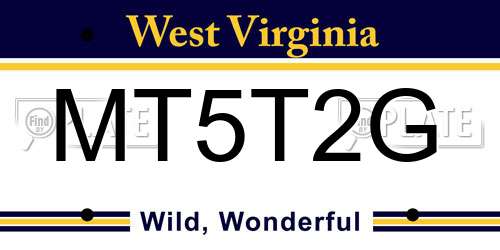 MT5T2G West Virginia License Plate