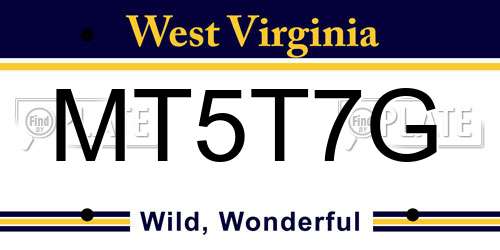 MT5T7G West Virginia License Plate