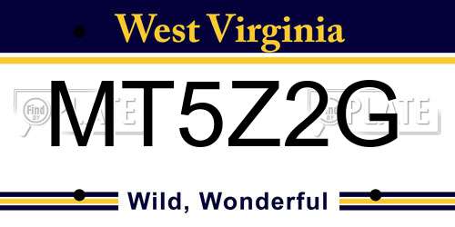 MT5Z2G West Virginia License Plate