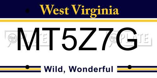 MT5Z7G West Virginia License Plate