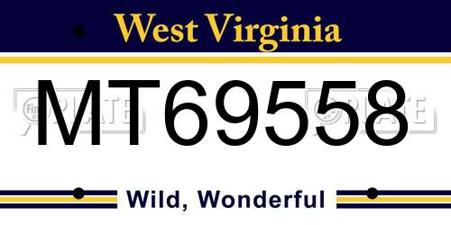 MT69558 West Virginia License Plate