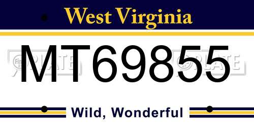 MT69855 West Virginia License Plate