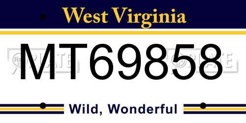 MT69858 West Virginia License Plate