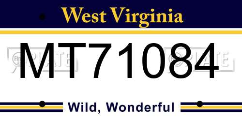 MT71084 West Virginia License Plate