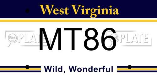 MT86 West Virginia License Plate