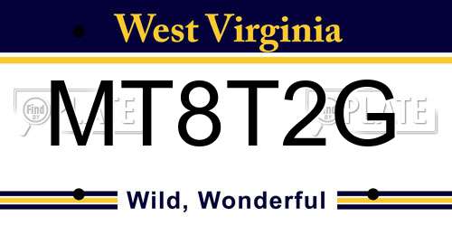 MT8T2G West Virginia License Plate