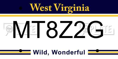 MT8Z2G West Virginia License Plate