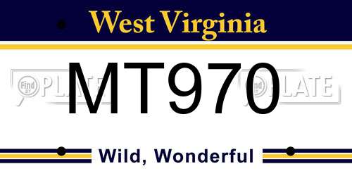 MT970 West Virginia License Plate