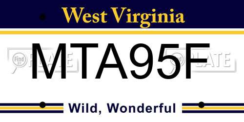 MTA95F West Virginia License Plate