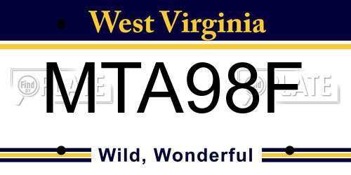 MTA98F West Virginia License Plate