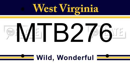 MTB276 West Virginia License Plate