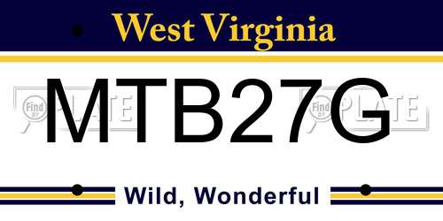 MTB27G West Virginia License Plate