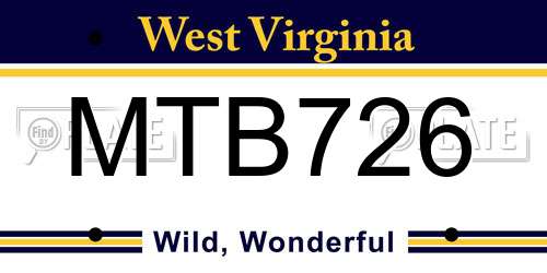 MTB726 West Virginia License Plate