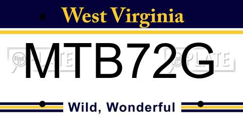 MTB72G West Virginia License Plate