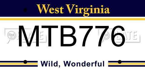 MTB776 West Virginia License Plate