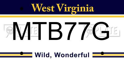 MTB77G West Virginia License Plate