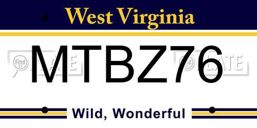 MTBZ76 West Virginia License Plate