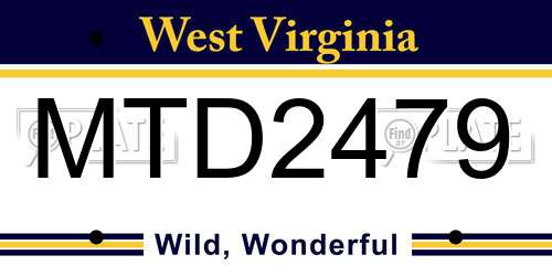 MTD2479 West Virginia License Plate