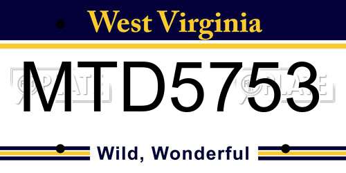 MTD5753 West Virginia License Plate