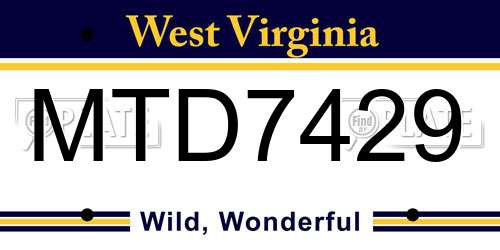 MTD7429 West Virginia License Plate