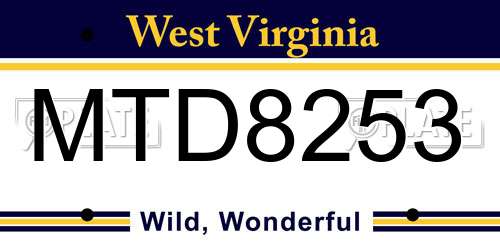 MTD8253 West Virginia License Plate