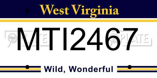 MTI2467 West Virginia License Plate