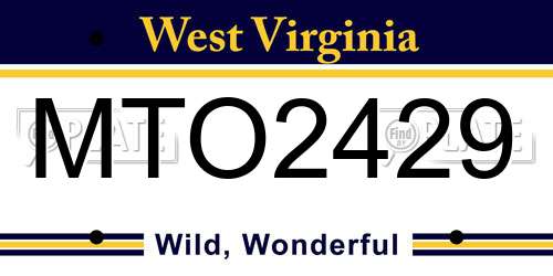 MTO2429 West Virginia License Plate