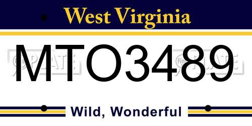 MTO3489 West Virginia License Plate