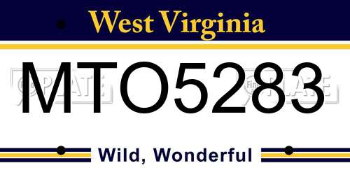 MTO5283 West Virginia License Plate