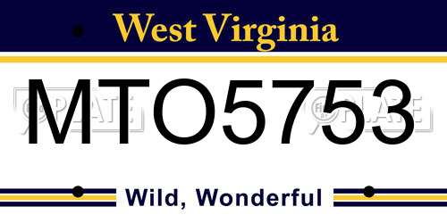 MTO5753 West Virginia License Plate