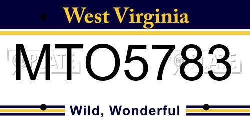 MTO5783 West Virginia License Plate