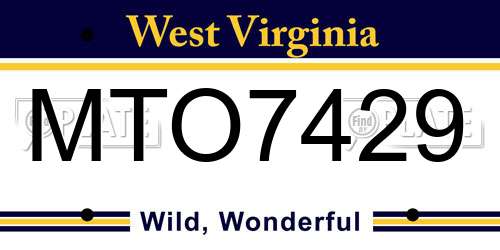 MTO7429 West Virginia License Plate