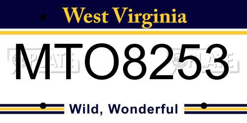 MTO8253 West Virginia License Plate