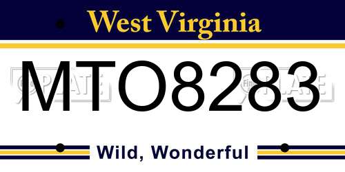 MTO8283 West Virginia License Plate
