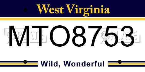 MTO8753 West Virginia License Plate