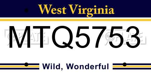 MTQ5753 West Virginia License Plate