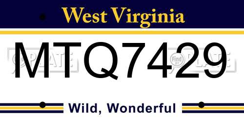 MTQ7429 West Virginia License Plate