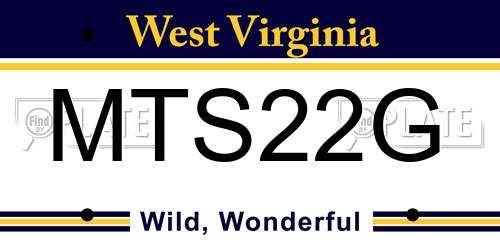 MTS22G West Virginia License Plate