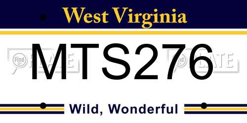 MTS276 West Virginia License Plate