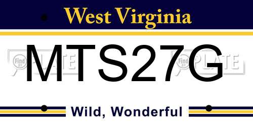 MTS27G West Virginia License Plate