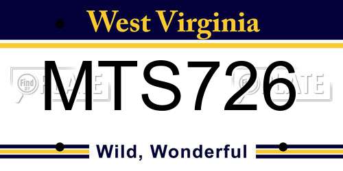 MTS726 West Virginia License Plate