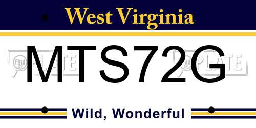 MTS72G West Virginia License Plate