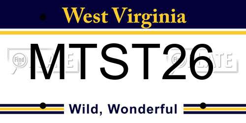MTST26 West Virginia License Plate