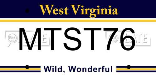 MTST76 West Virginia License Plate