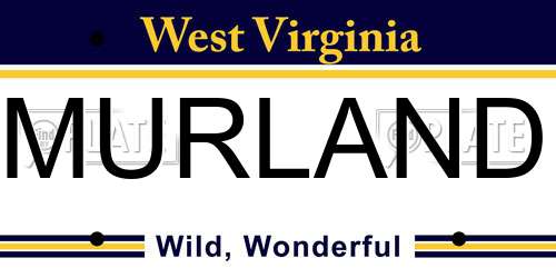 MURLAND West Virginia License Plate