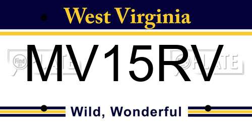 MV15RV West Virginia License Plate