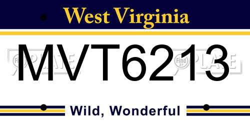 MVT6213 West Virginia License Plate