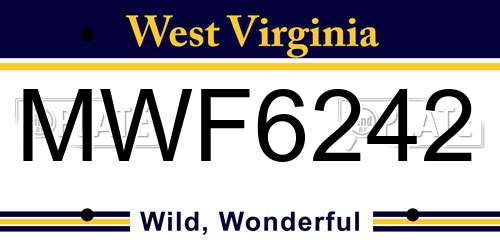 MWF6242 West Virginia License Plate
