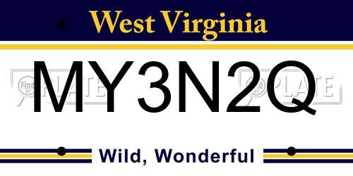 MY3N2Q West Virginia License Plate