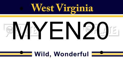 MYEN20 West Virginia License Plate